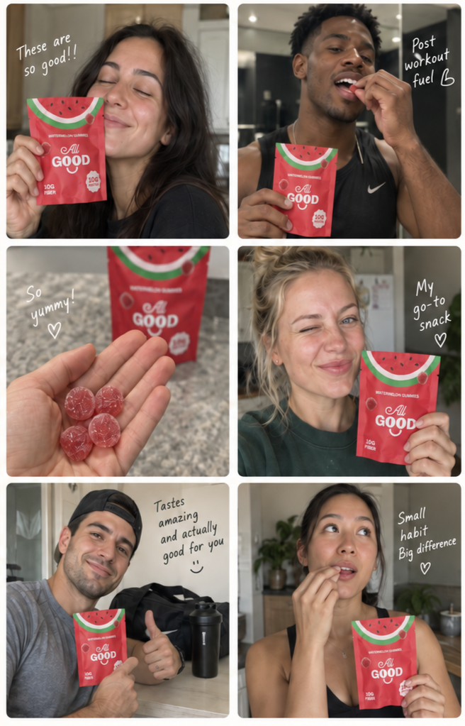 Customers enjoying ALL GOOD gummies